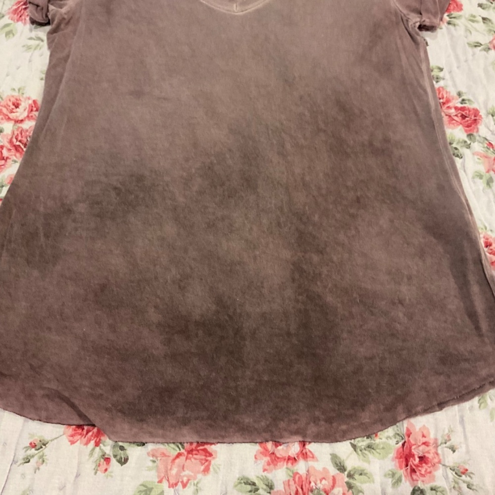 Paige Made in USA Stretch Deep V-Neck Short Sleeve Tee Top Shirt Medium Purple - Picture 6 of 14
